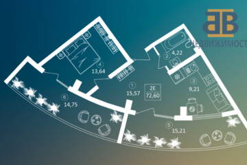 1-к квартира, 72,6 м², 2/14 эт.